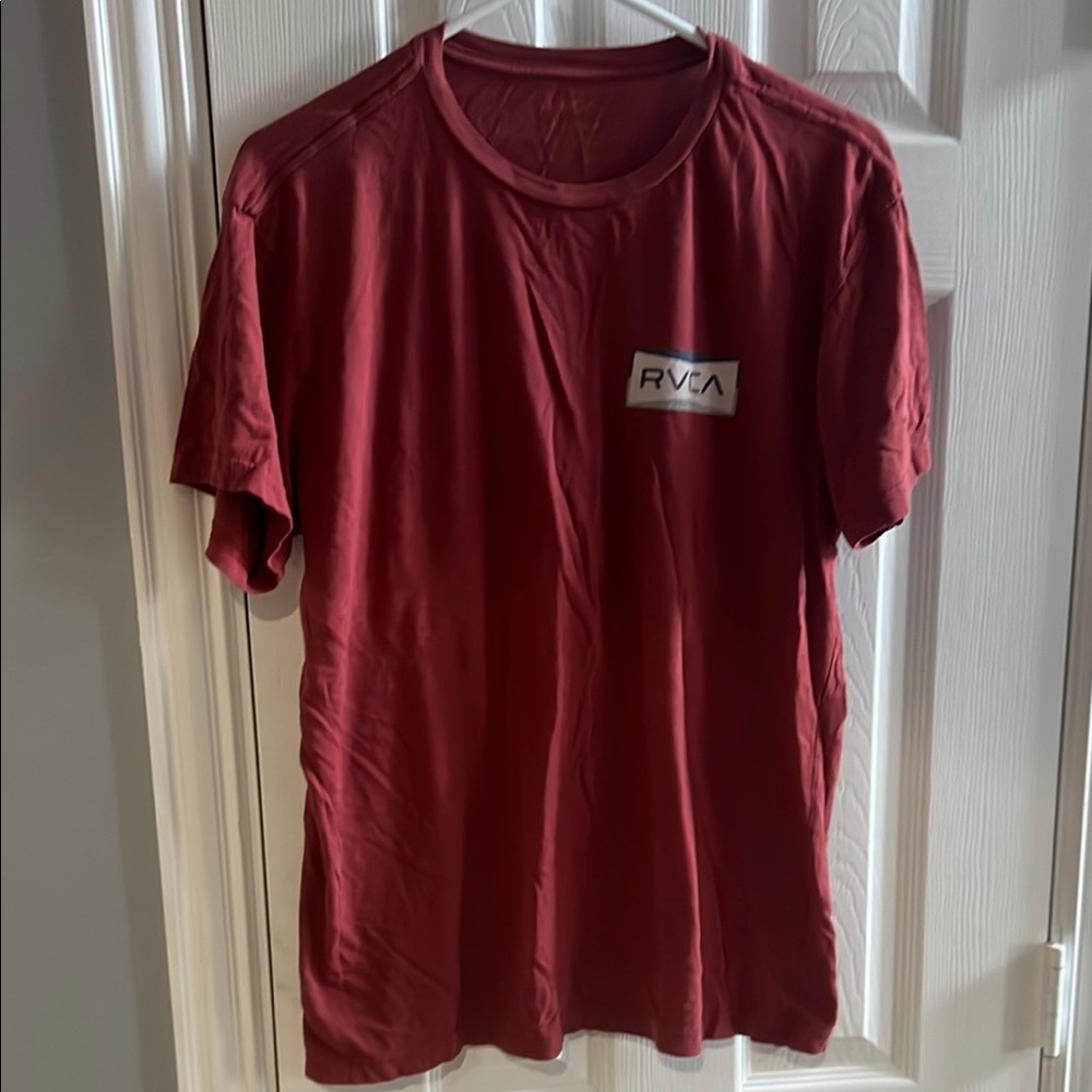RVCA Red Short Sleeve Tee Casual Cotton Blend